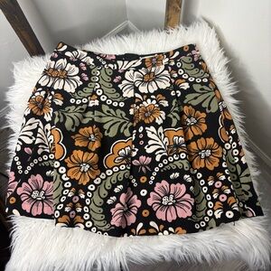 H&M Black Floral A-Line Skirt Size 10